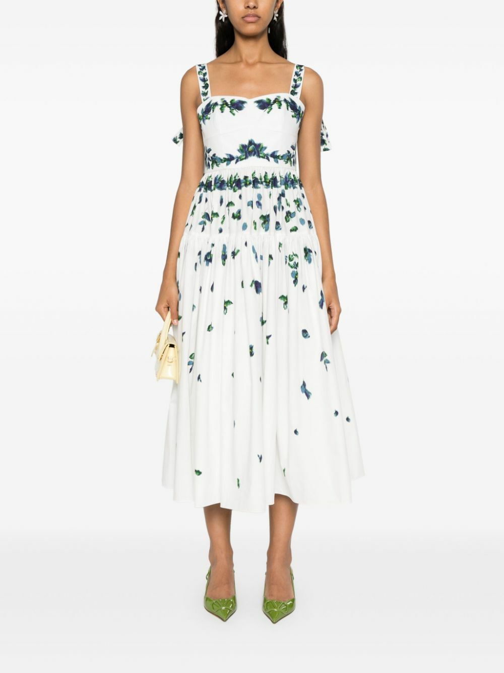 ERDEM White Floral Print Cotton Dress Erdem