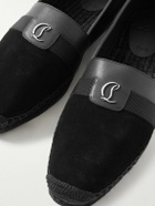 Christian Louboutin - Alfarica Logo-Embellished Leather and Grosgrain-Trimmed Suede Espadrilles - Black