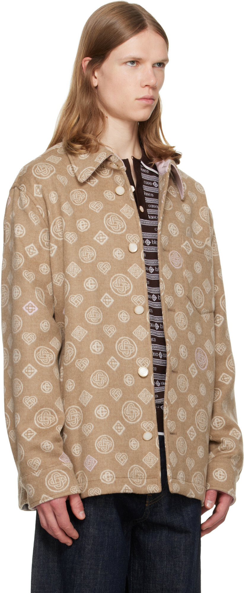 Casablanca Beige Monogram Wool Overshirt