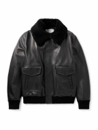 Gabriela Hearst - Grant Shearling-Trimmed Leather Aviator Jacket - Black