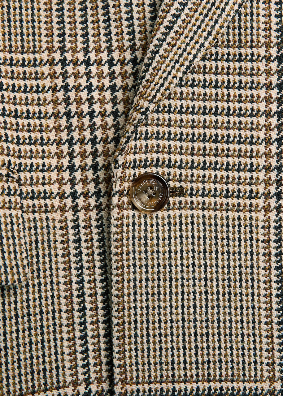 Valentino Garavani Houndstooth Double-breasted Wool Blazer Beige