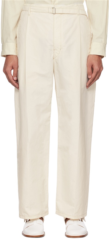Photo: LEMAIRE Off-White Belted Easy Trousers