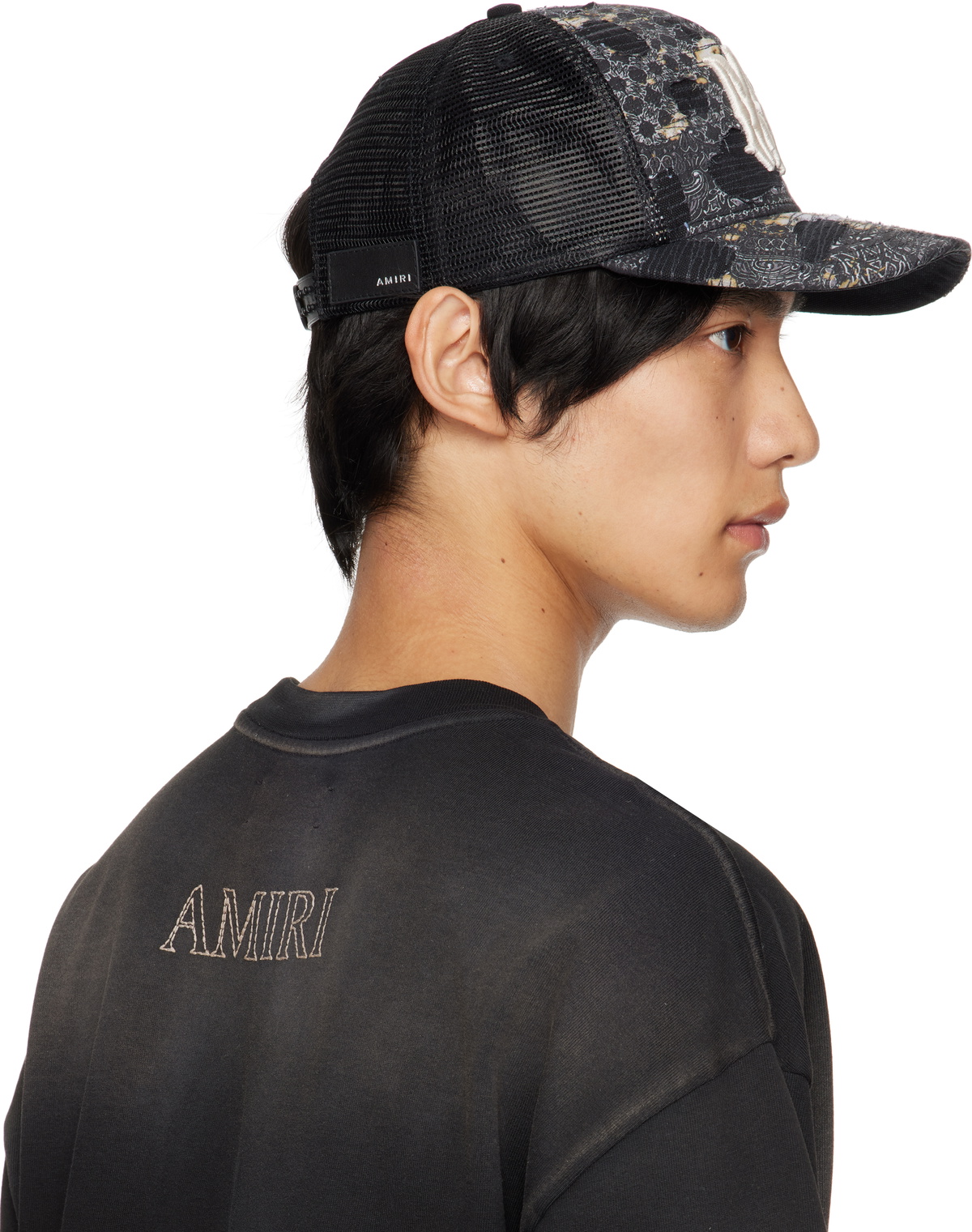 AMIRI Black Bandana Repair Trucker Cap Amiri