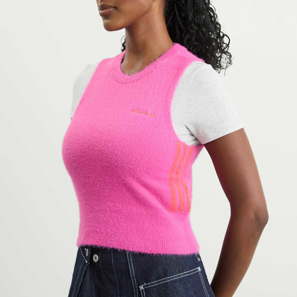 Adidas Women's Fluffy Knitted Vest in Semi Lucid Fuchsia