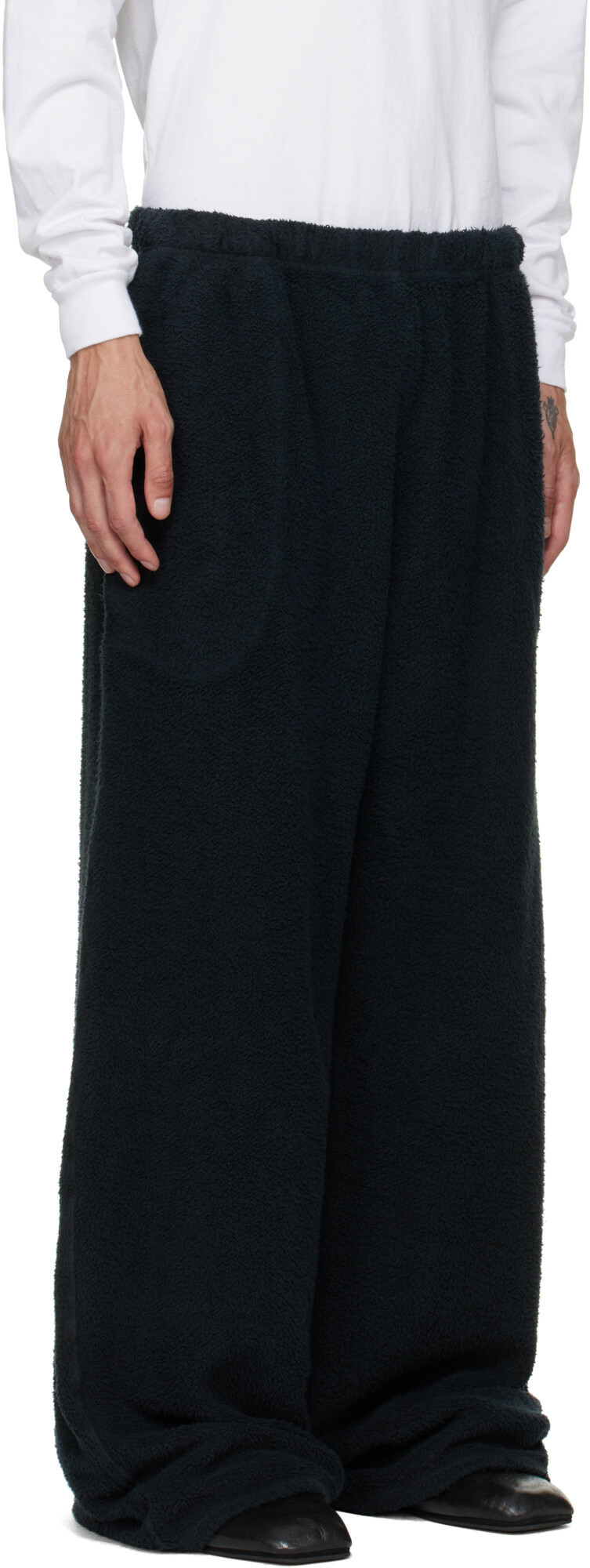 Les Tien Black Heavyweight Invert Pocket Lined Sweatpants
