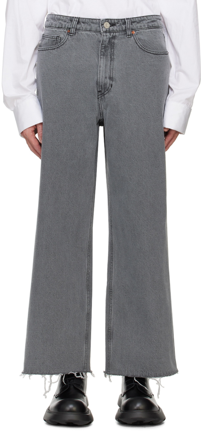 Recto Gray Low Rise Wide Jeans
