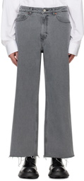 Recto Gray Low Rise Wide Jeans