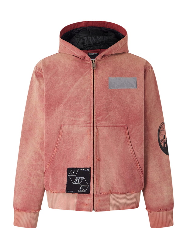 Photo: Enfants Riches Déprimés - Distressed Cotton-Jersey Zip-Up Hoodie - Red