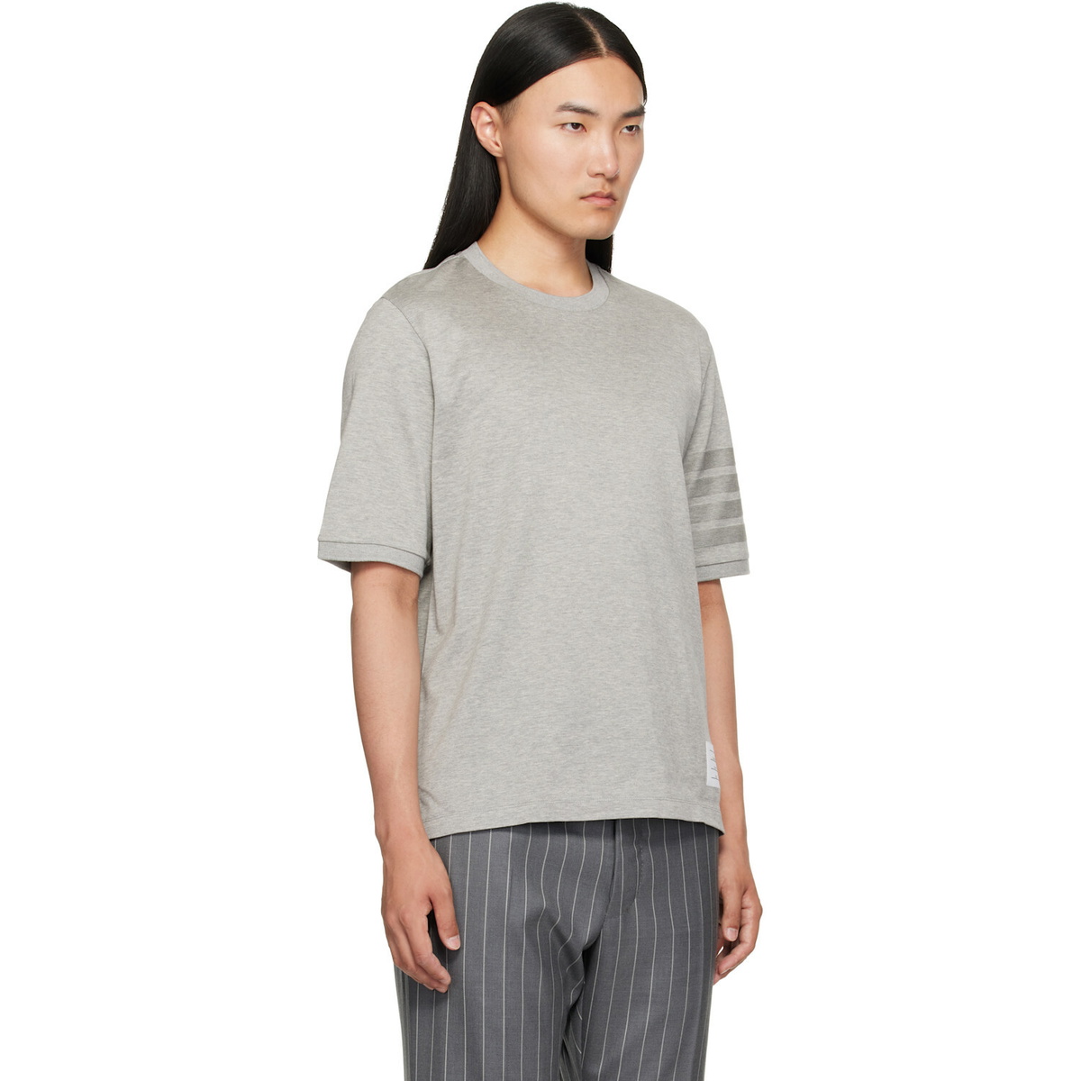 Thom Browne Gray Jersey Ottoman 4-Bar T-Shirt