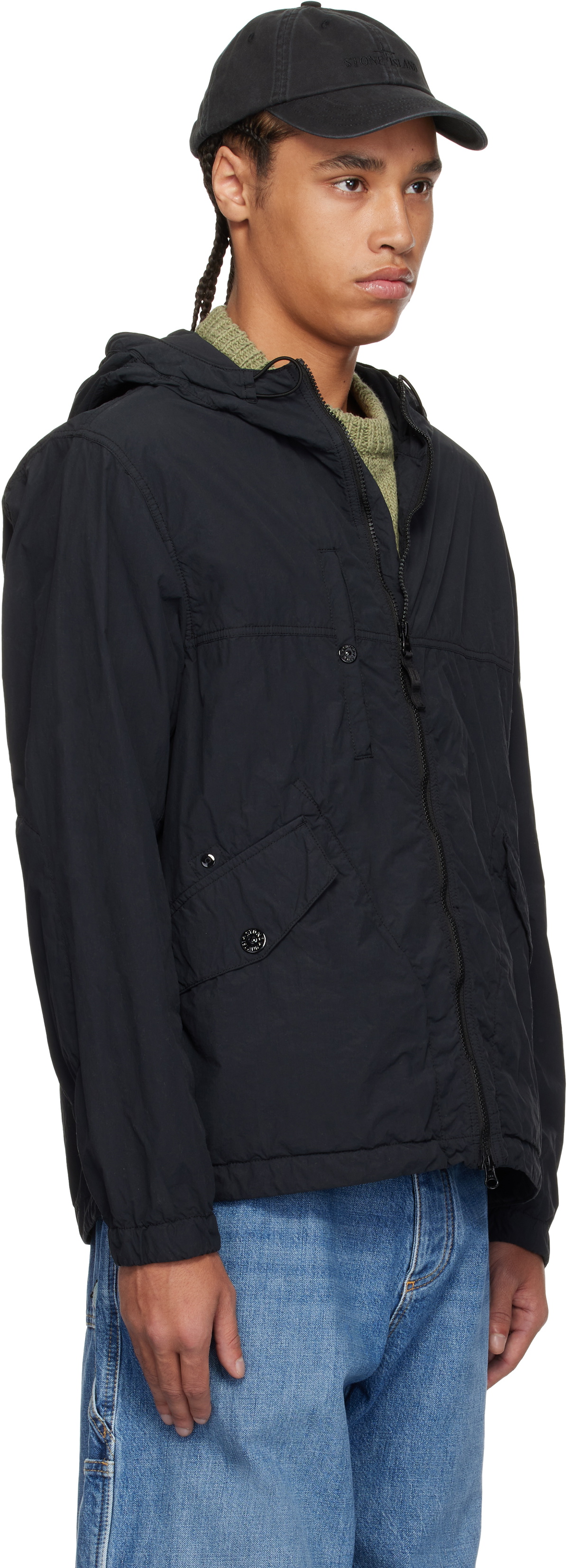Stone Island Black Nylon Smerigliato Ghost Jacket Stone Island