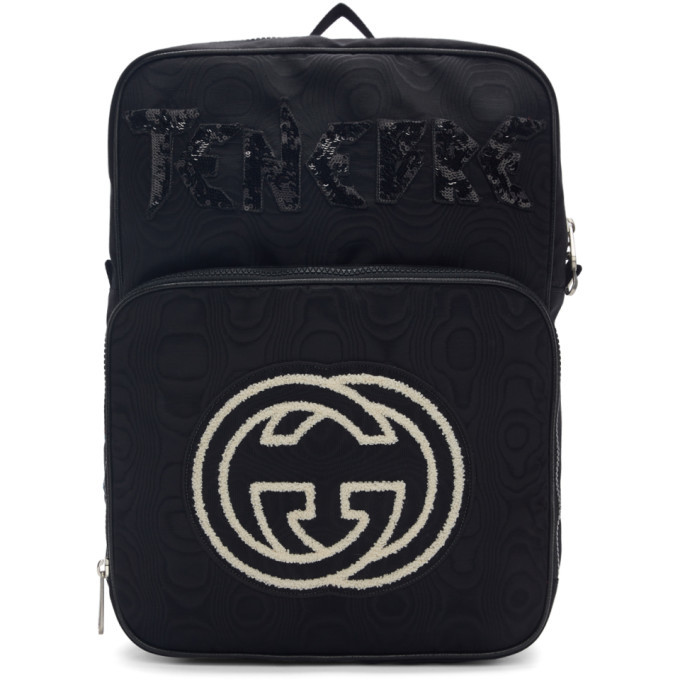 Gucci Black Medium Tenebre Logo Patch Backpack Gucci