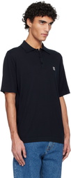 Balmain Navy Embroidered Cotton Polo