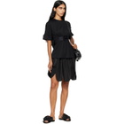 Simone Rocha Black Gathered Rose Wire Sleeve Boy T-shirt
