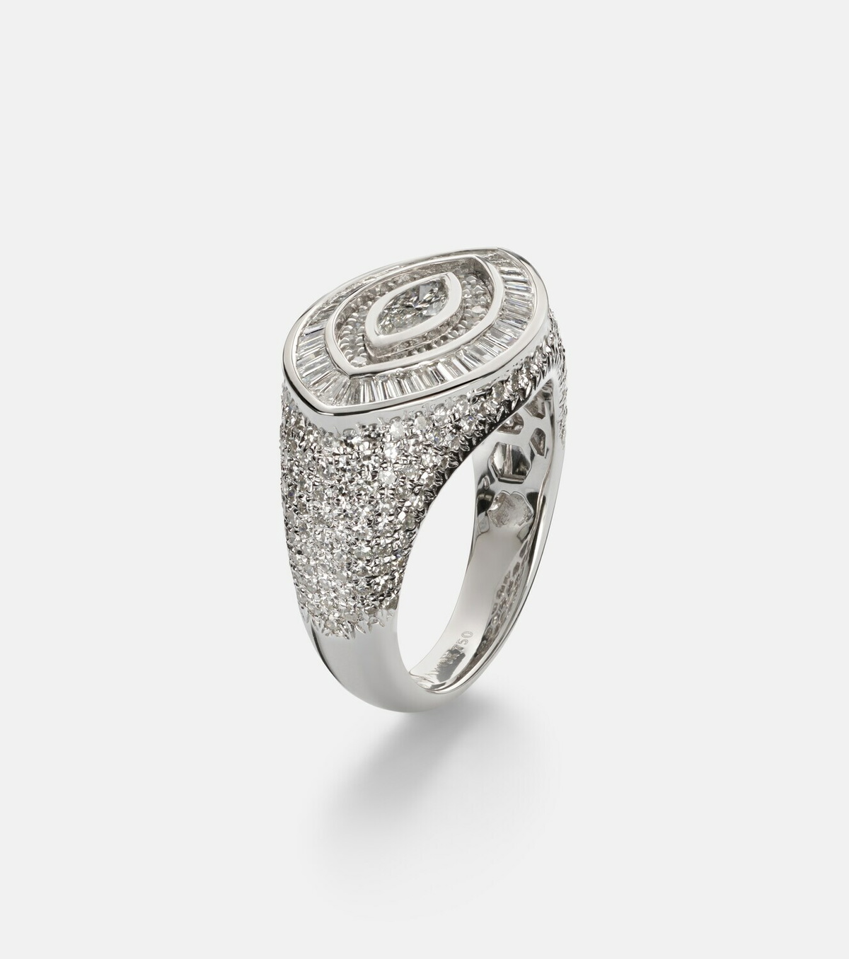 Shay Jewelry 18kt white gold (750/1000) pinky ring with diamonds