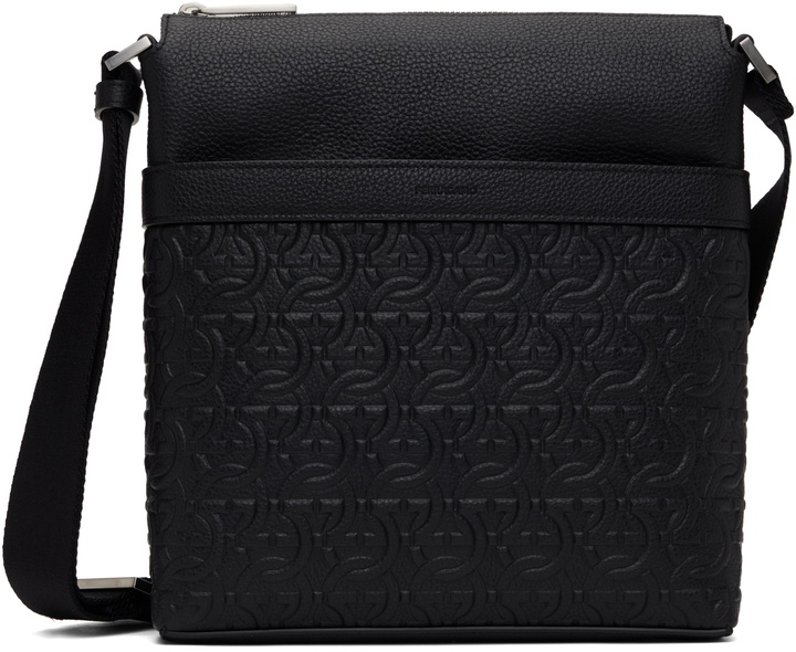 Photo: Ferragamo Black Embossed Gancini Crossbody Bag