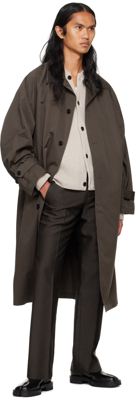 System Brown Balmacaan-Style Coat