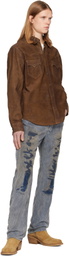 RRL Brown Roughout Suede Western Shirt Leather Jacket