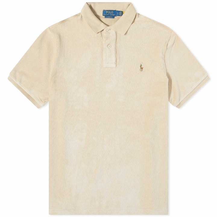 Photo: Polo Ralph Lauren Men's Knitted Cord Polo Shirt in Sand Dune