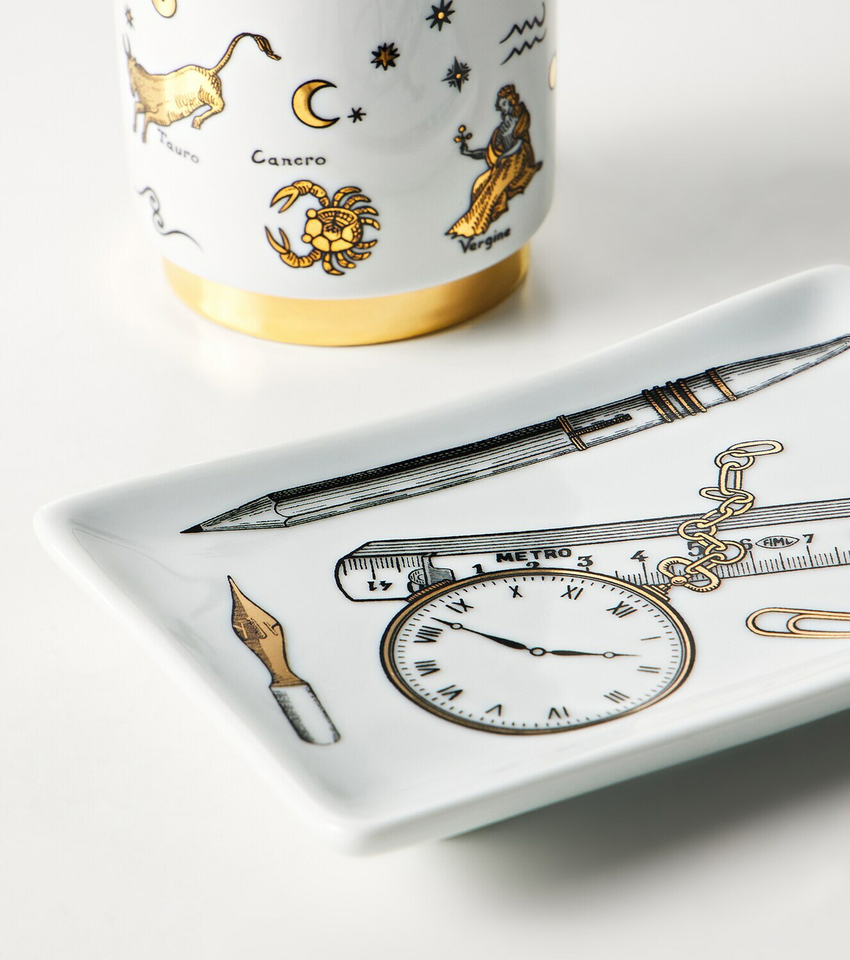 Fornasetti Oggetti Sparsi porcelain decorative tray