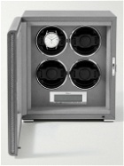 Rapport London - Quantum Quad Metallic Leather-Wrapped Cedar and Glass Watch Winder - Gray
