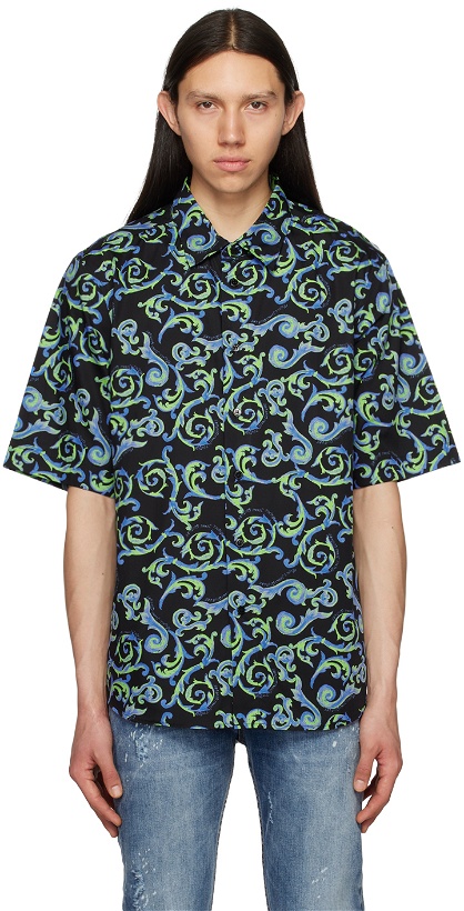 Photo: Versace Jeans Couture Blue & Black Sketch Couture Shirt