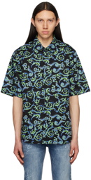Versace Jeans Couture Blue & Black Sketch Couture Shirt