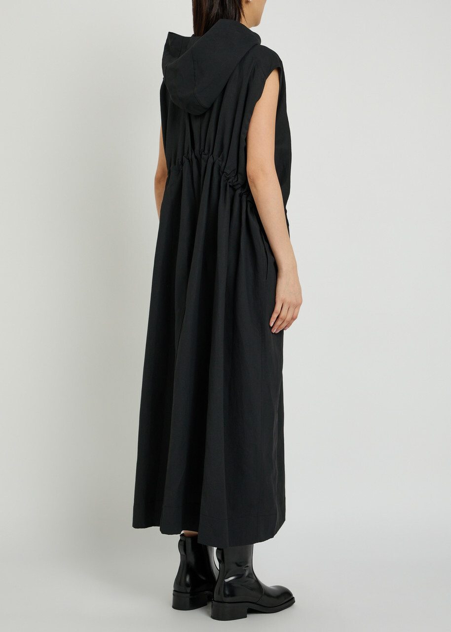 Studio Nicholson Hooded Drawstring Midi Dress Dark Purple