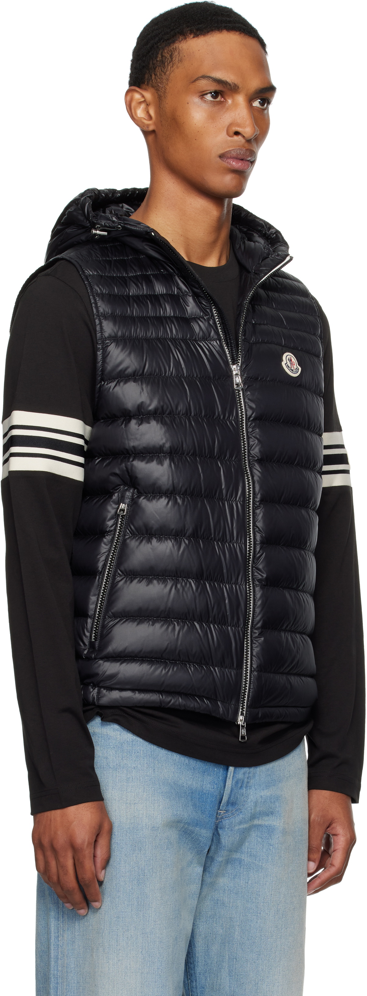 Moncler Black Orant Hooded Down Vest