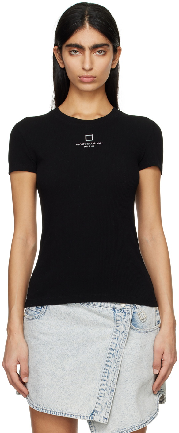 Wooyoungmi Black Embroidered T-Shirt