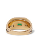 MAPLE - Midnight Gold-Plated Emerald Signet Ring - Gold
