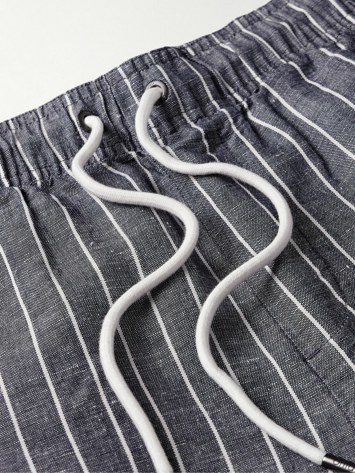 Onia - Air Straight-Leg Pinstriped Linen and Lyocell-Blend Drawstring Shorts - Blue
