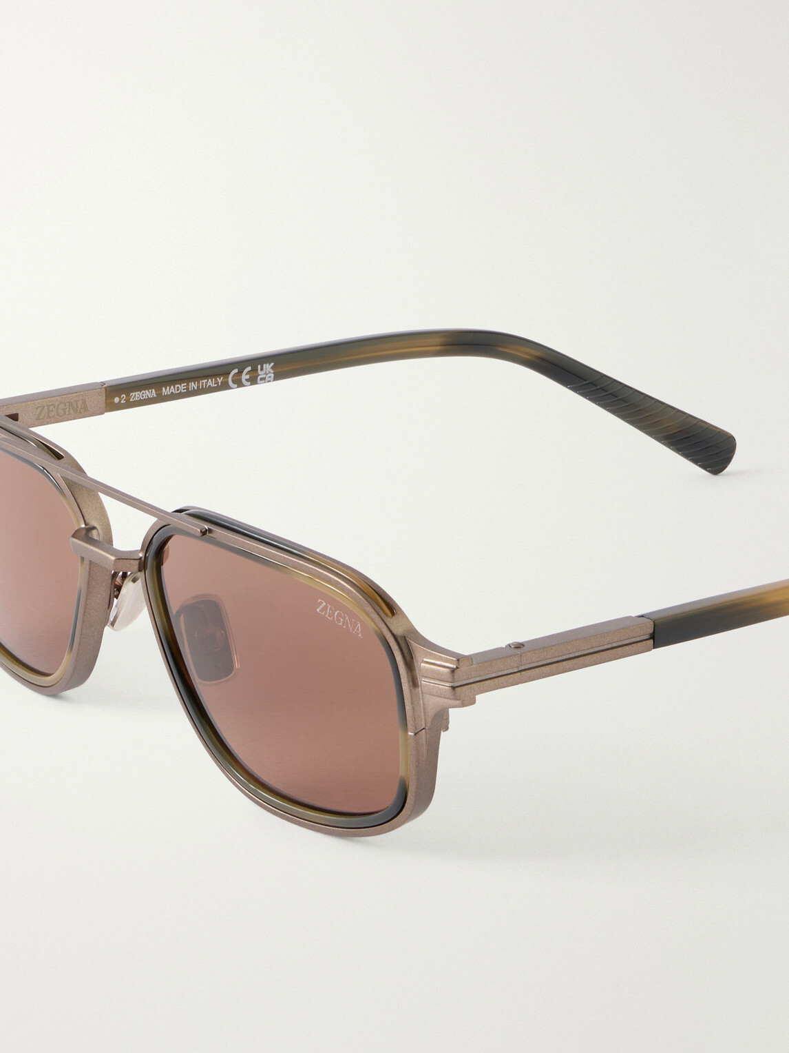 Zegna - Aviator-Style Acetate and Titanium Sunglasses - Brown