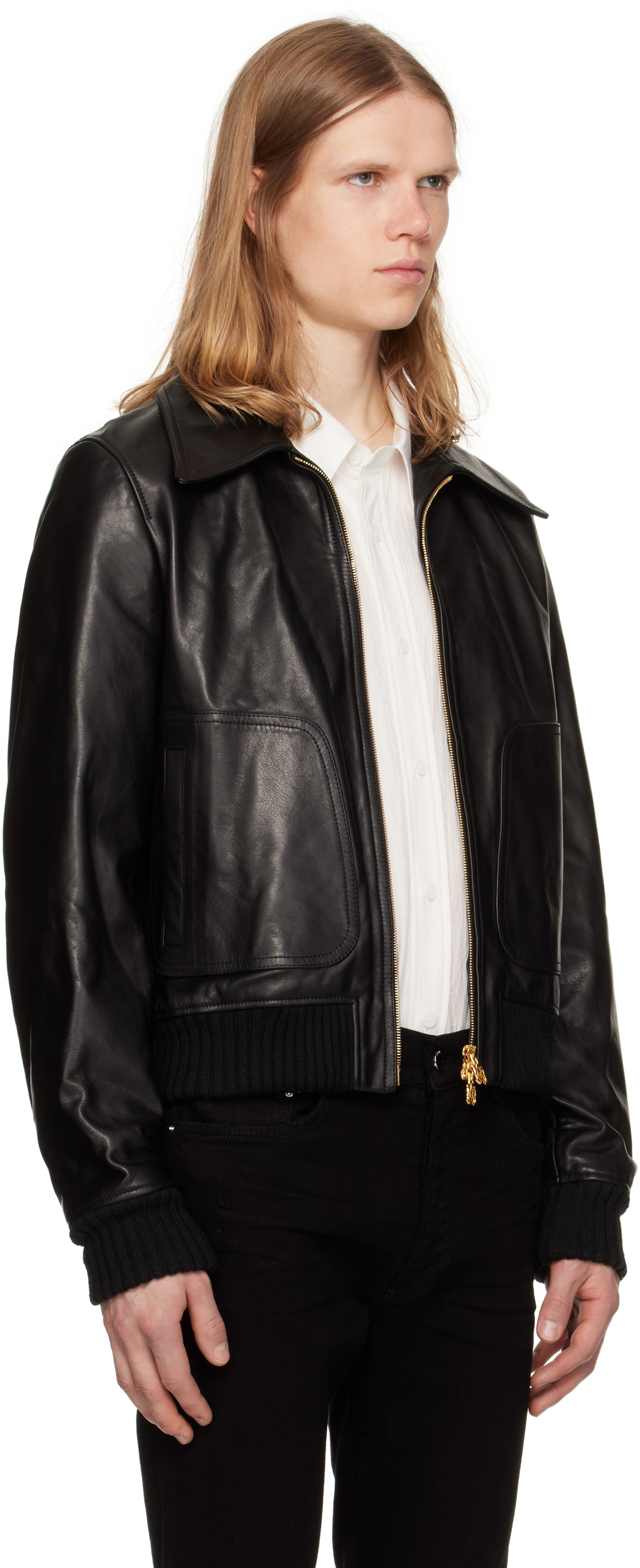 AMIRI Black Zip Leather Jacket