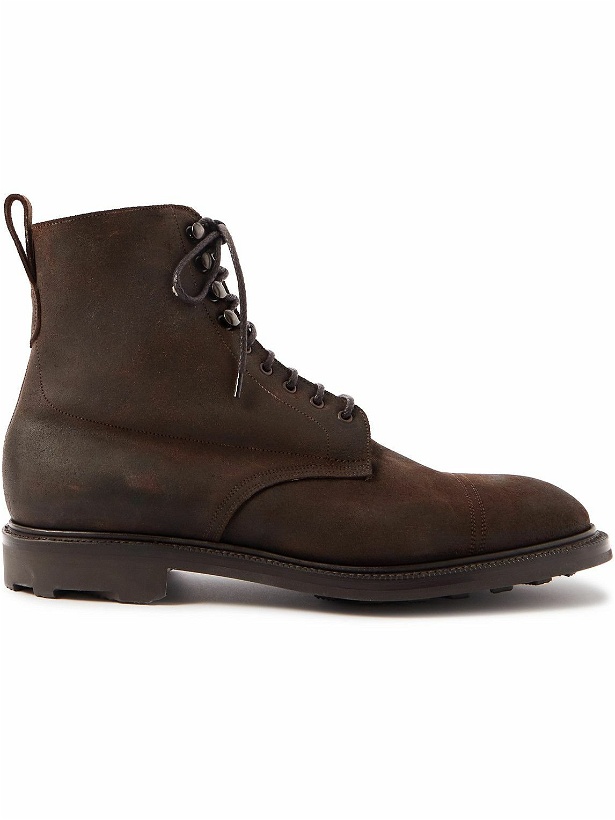 Photo: Edward Green - Ambleside Waxed-Suede Lace-Up Boots - Brown