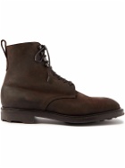 Edward Green - Ambleside Waxed-Suede Lace-Up Boots - Brown