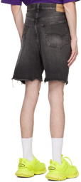Balenciaga Black Distressed Denim Shorts