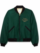 Visvim - Cropped Embroidered Wool and Silk-Blend Twill Bomber Jacket - Green