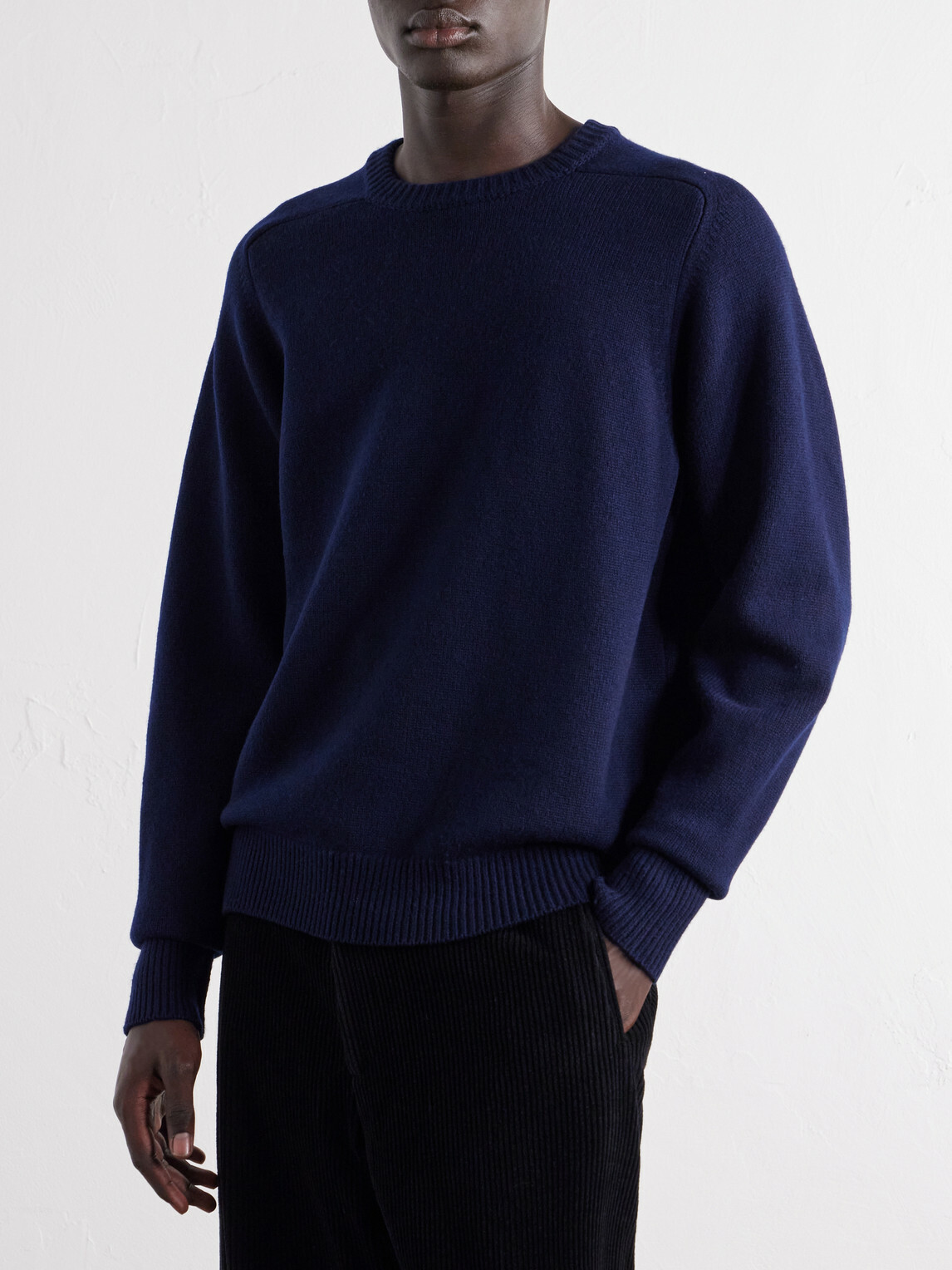 A.PRESSE - Paneled Wool Sweater - Blue