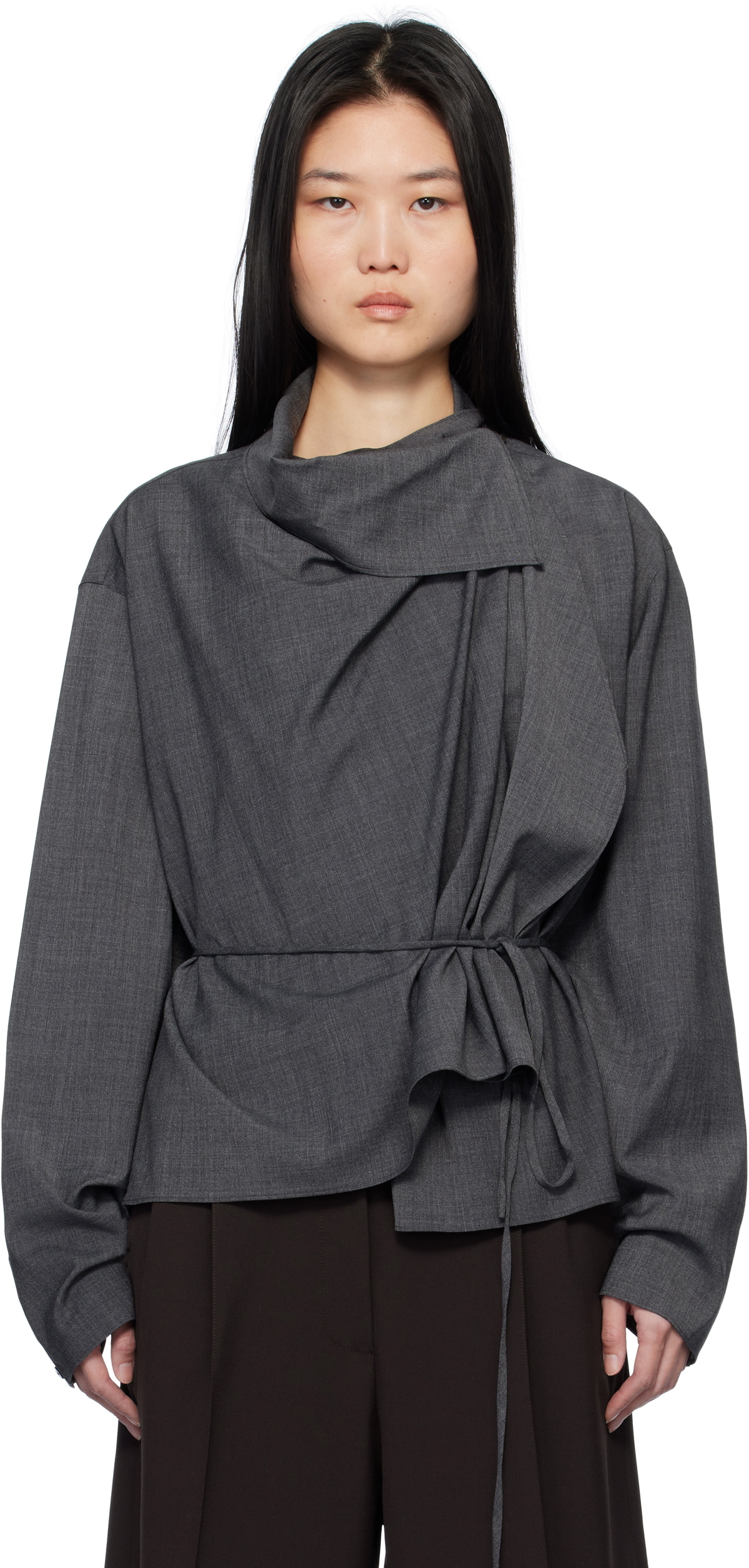 LE17SEPTEMBRE Gray Scarf Blouse