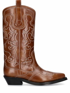 GANNI 40mm Mid Shaft Embroidered Leather Boots