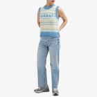 GANNI Women's Graphic Lambswool O-Neck Vest in Strong Blue