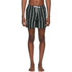 Bather Black and Green Striped Swim Shorts