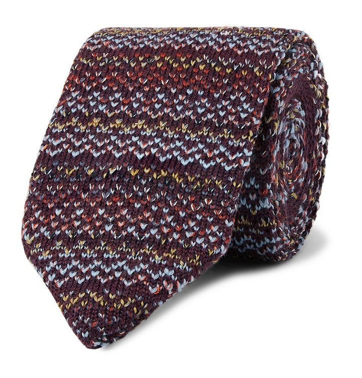 Photo: Missoni - 6cm Crochet-Knit Wool and Silk-Blend Tie - Burgundy