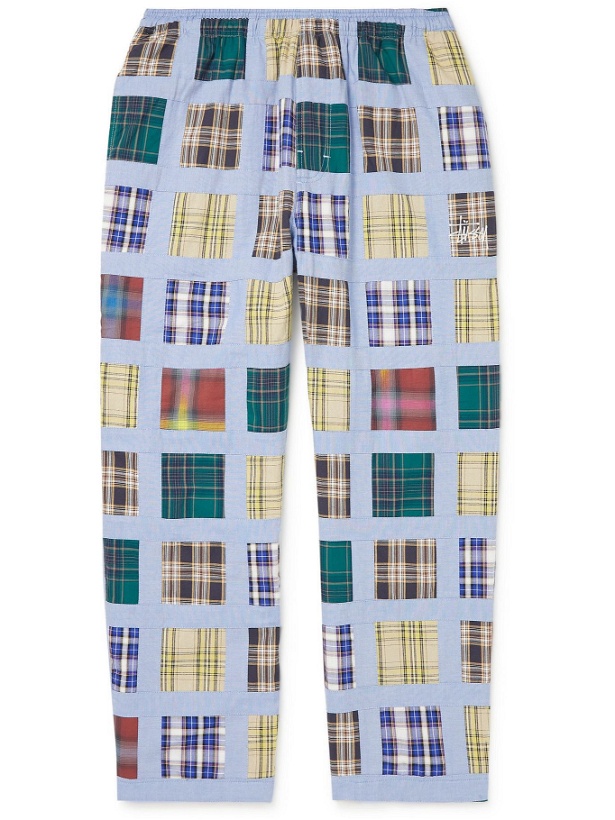 Photo: Stussy - Patchwork Checked Cotton-Poplin Trousers - Blue