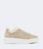 Max Mara Shearling-lined suede low-top sneakers