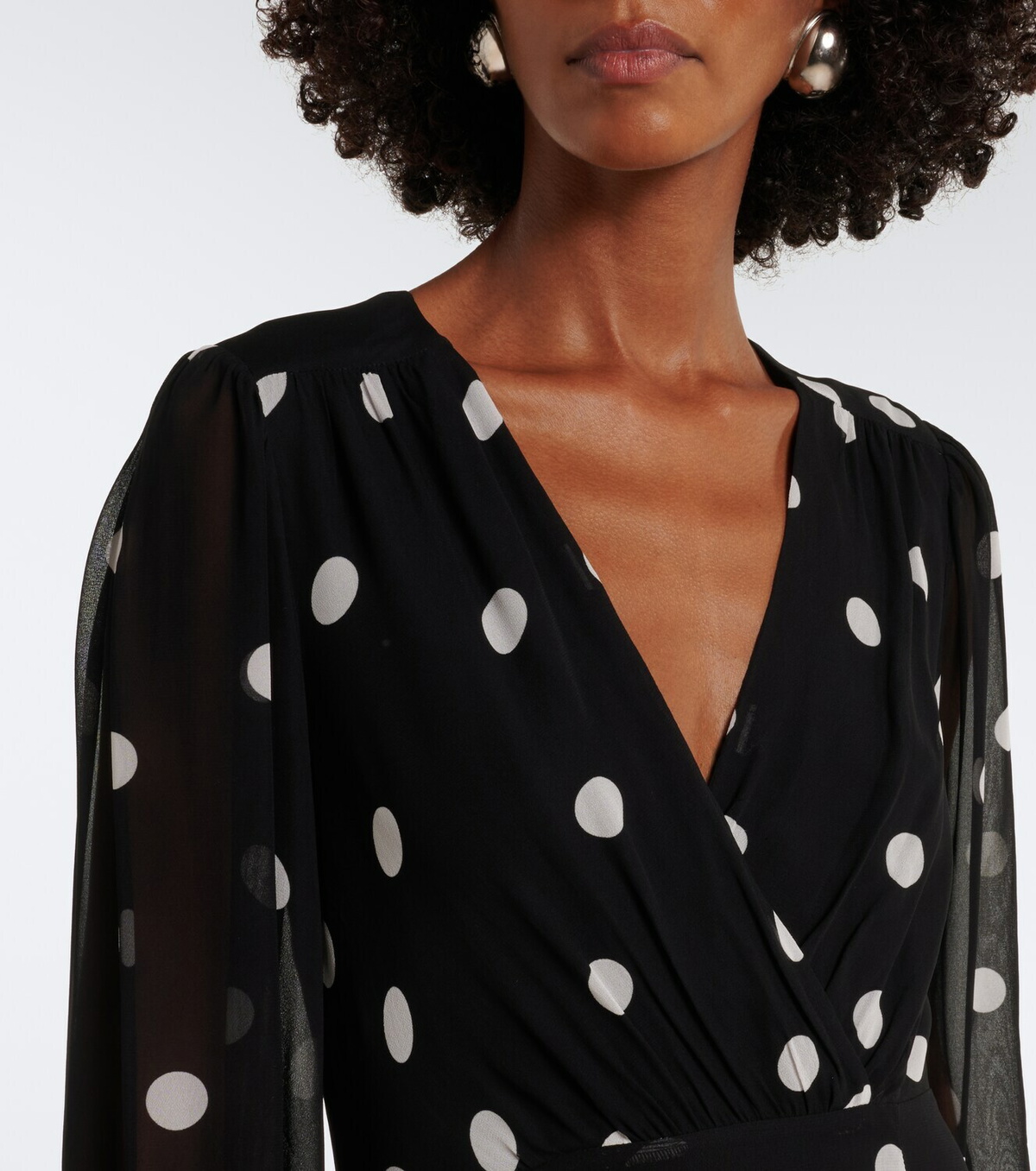 Rixo Elsie polka-dot georgette midi dress