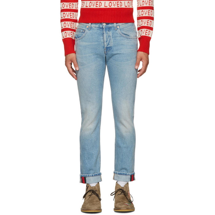 Photo: Gucci Blue Tapered Web Jeans 