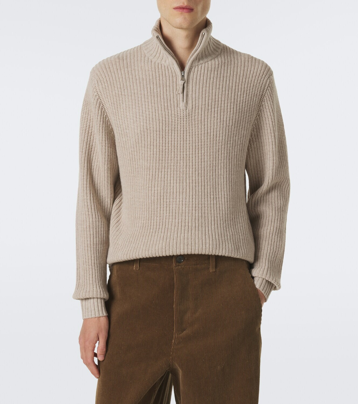 Allude Wool and cashmere half-zip sweater