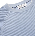 Brunello Cucinelli - Contrast-Tipped Ribbed Cotton Sweater - Blue