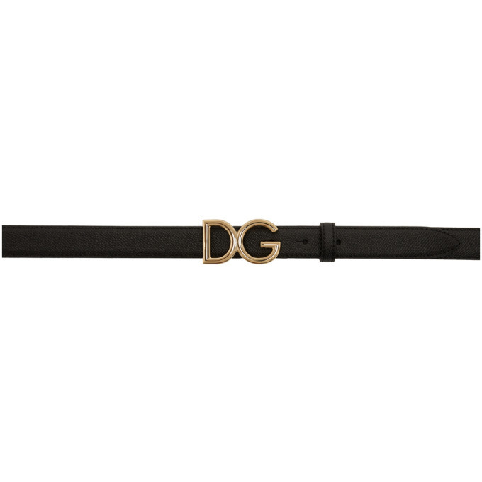 Small Dolce and Gabbana belt Calfskin belt with branded tag in Black for Men  main image 2